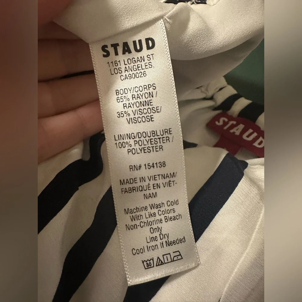 STAUD Luke Stripe Pants wide leg elastic waist nautical sailor preppy designer S - Picture 3 of 8